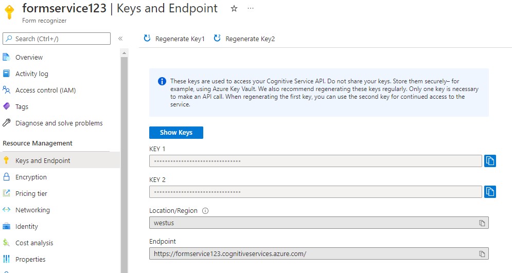 Endpoint and Access Key