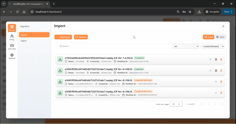 Import Job Page
