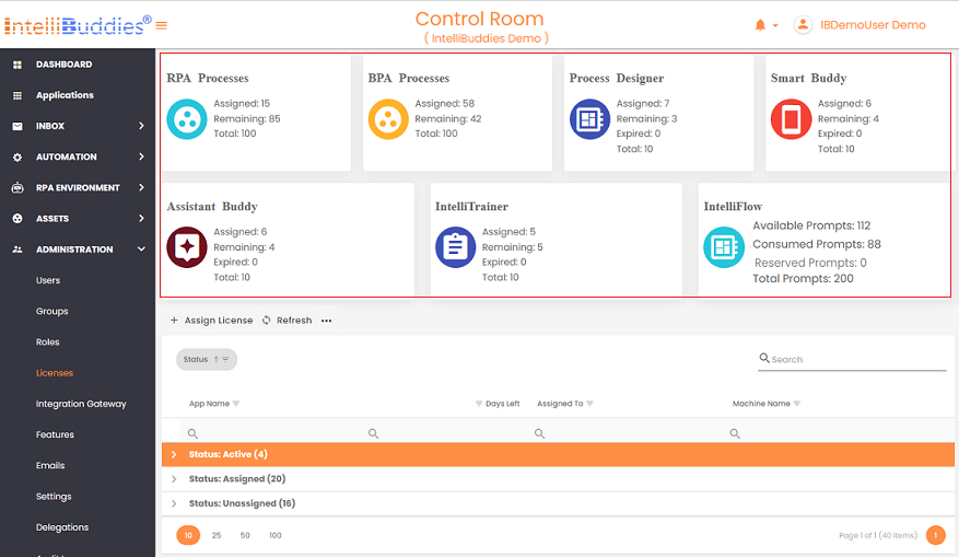 License Dashboard