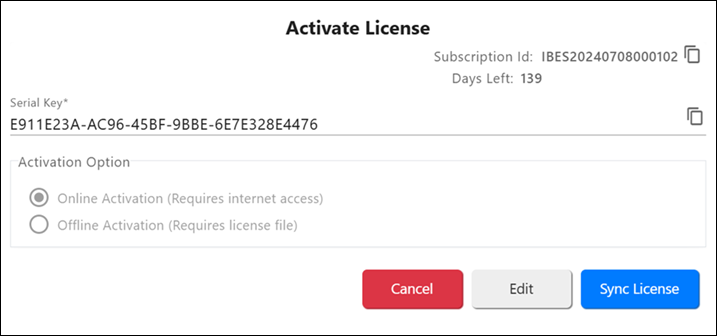 License Activation Dialog